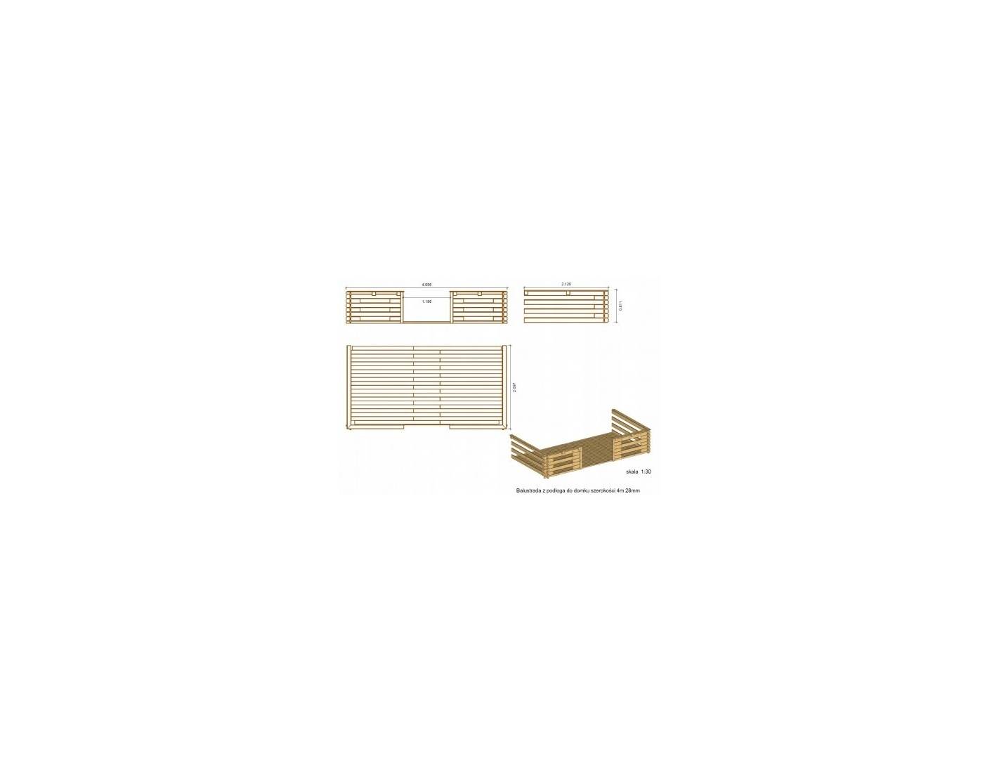 Altanka - Abri de jardin en bois - 4x4 m + terrasse avec balustrade et avant-toit en bois - 24 m2 - Traité - DOM144+DOM78+DOM79+POD05 - ALTANKA - Imagen 7