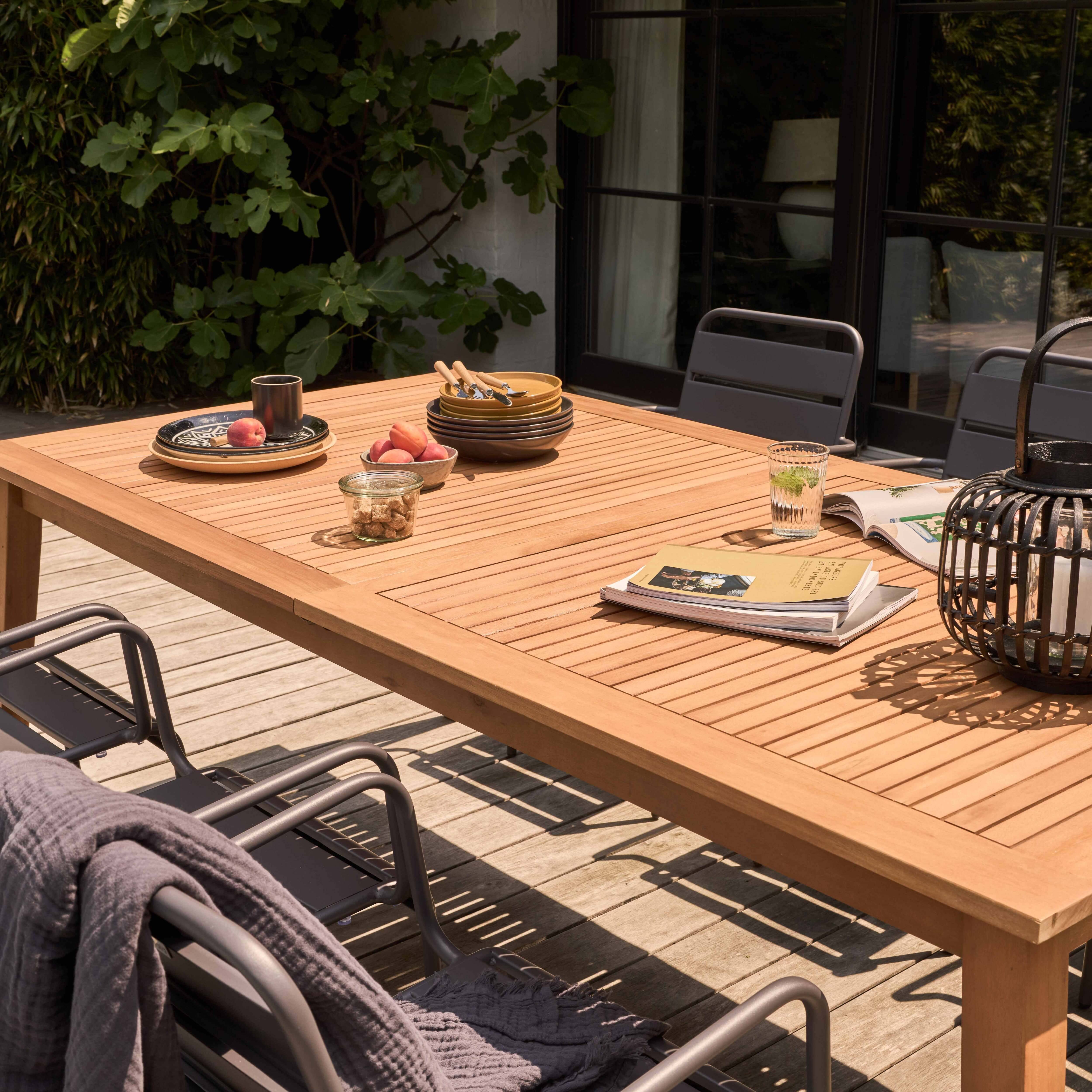 Oviala - Ensemble table de jardin extensible en bois exotique et 6 fauteuils
 Chicago - Oviala - Imagen 3