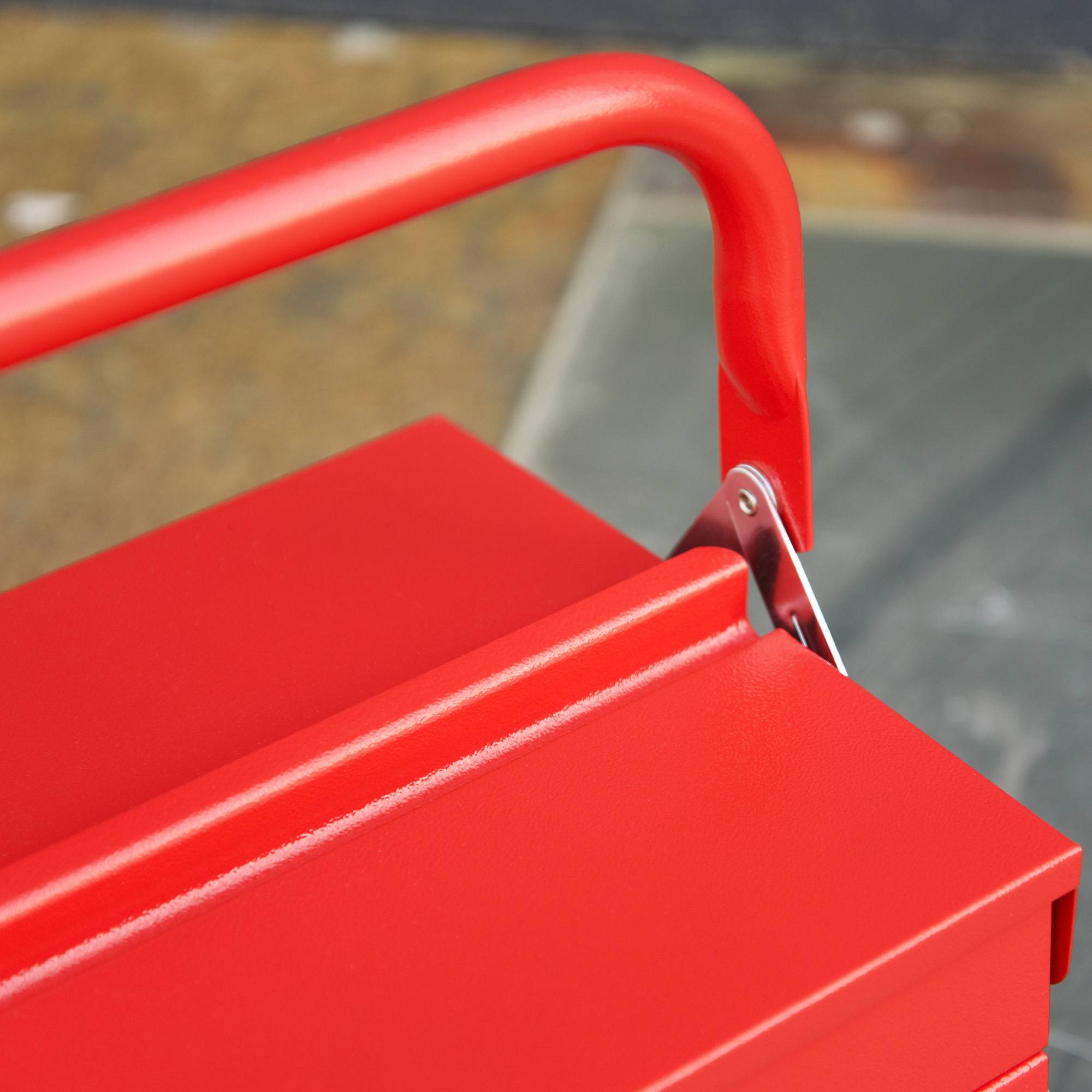 Sans Marque - Boîte à outils boîte à outils 5 compartiments à charnières en acier (SPCC) rouge 56 x 20 x 41 cm - Image 9