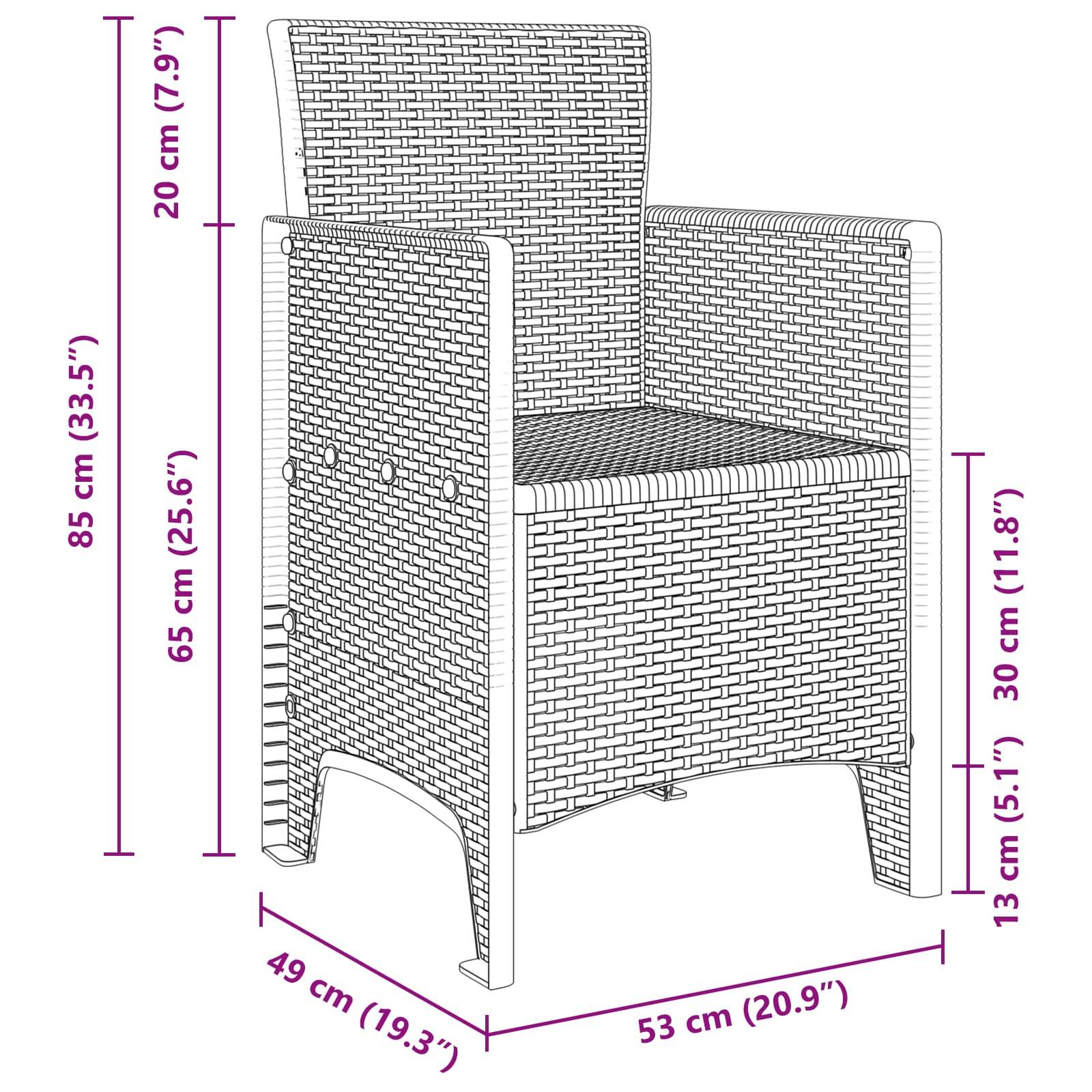 Chaise de jardin polypropylène blanc 53 x 49 x 85 cm, Poids :12.7kg - PANGIVO - Image 8