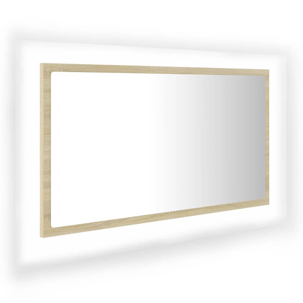 Helloshop26 - Miroir led de salle de bain 80 x 8,5 x 37 cm acrylique chêne - Imagen 2