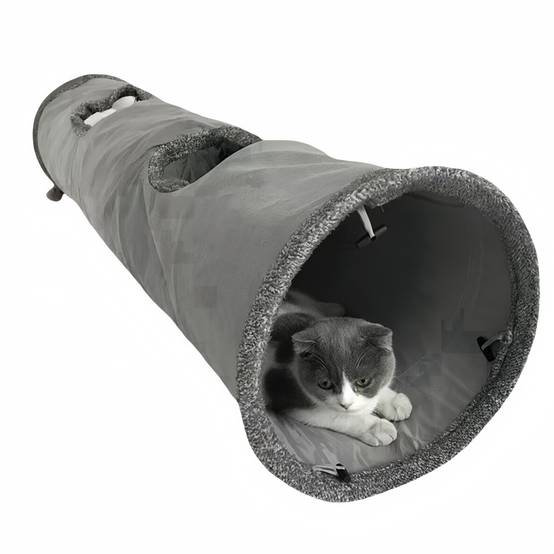 IntiMeg - Tunnel pliable en daim pour chat Gris IntiMeg - Image 1