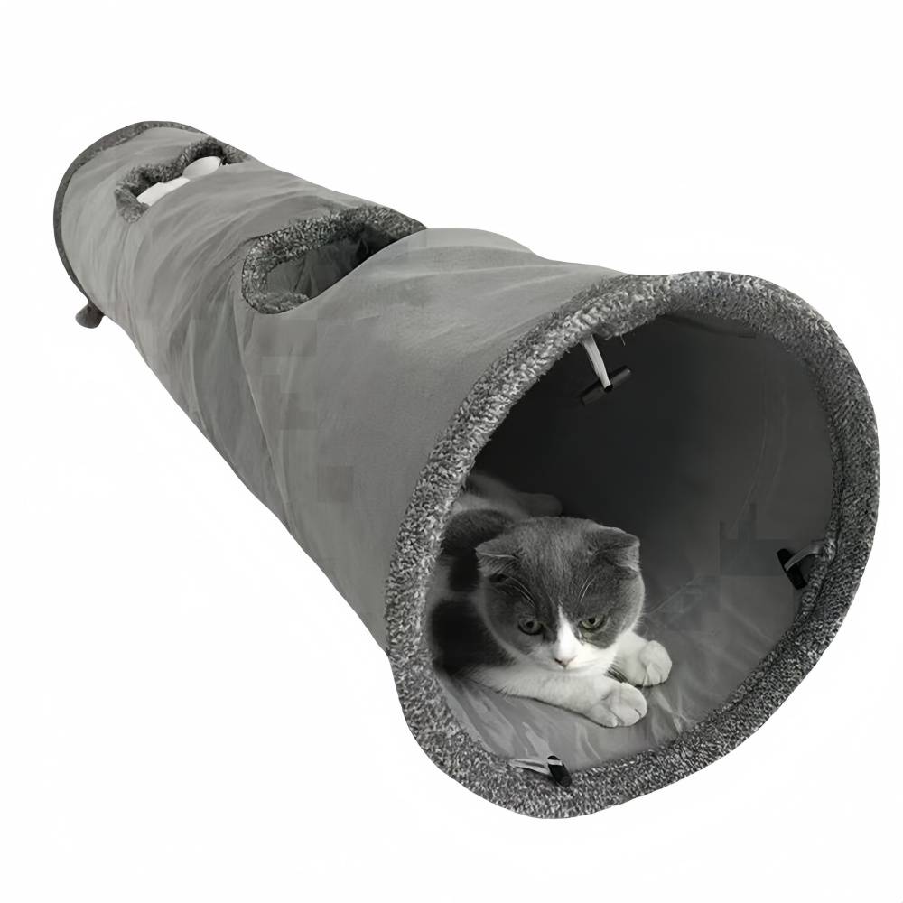 IntiMeg - Tunnel pliable en daim pour chat Gris IntiMeg - Image 1