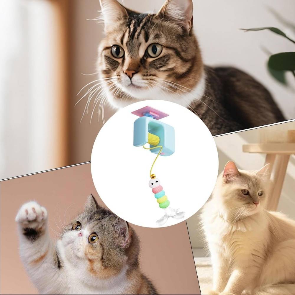 Jouets pour chats-Jouet interactif suspendu pour chat - Automatique avec corde - Installation sans outils -Blue- Living123 - Image 6