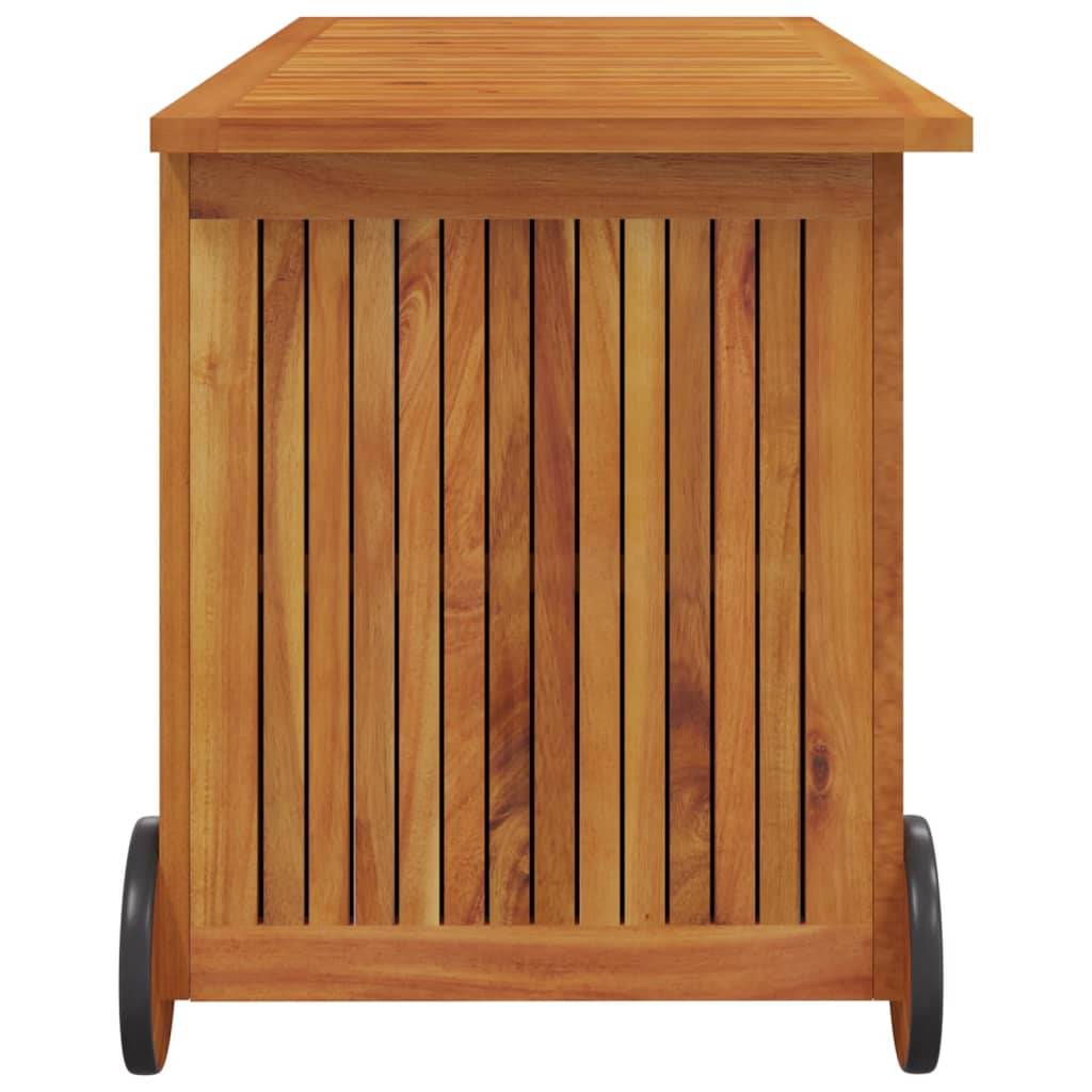 Helloshop26 - Coffre boîte meuble de jardin rangement avec roues 113 x 50 x 58cm bois acacia - Imagen 4