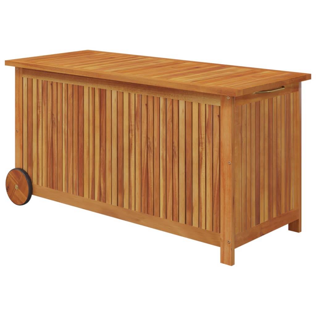 Helloshop26 - Coffre boîte meuble de jardin rangement avec roues 113 x 50 x 58cm bois acacia - Imagen 1
