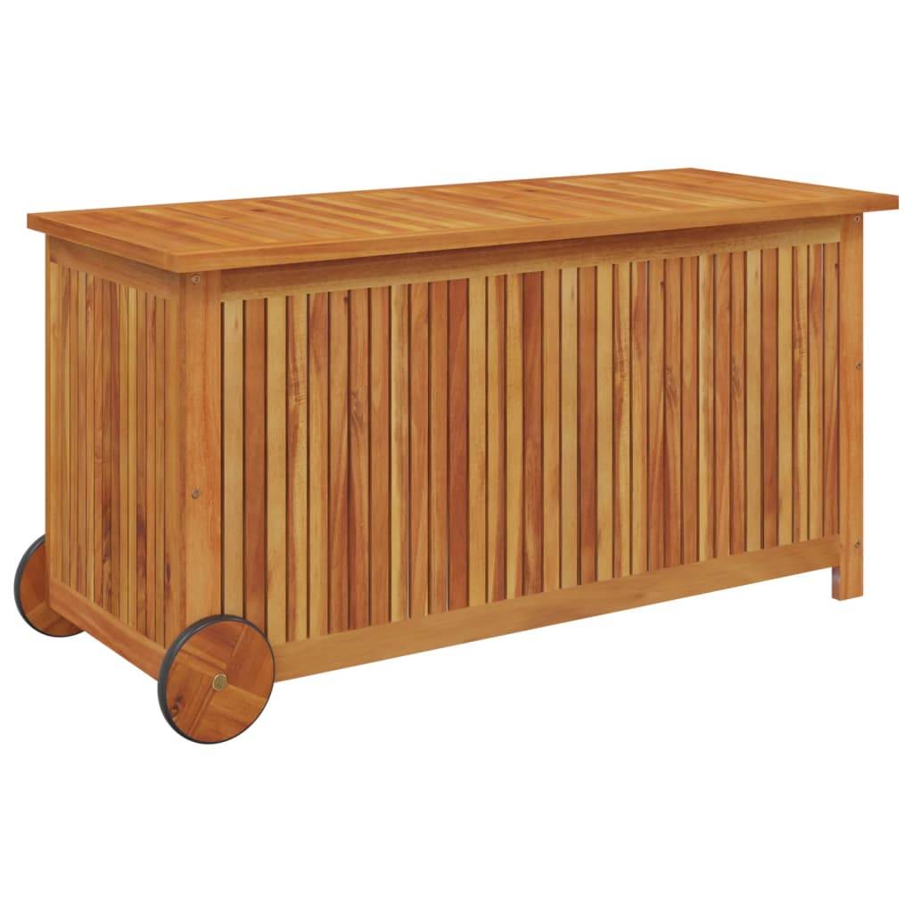 Helloshop26 - Coffre boîte meuble de jardin rangement avec roues 113 x 50 x 58cm bois acacia - Imagen 2