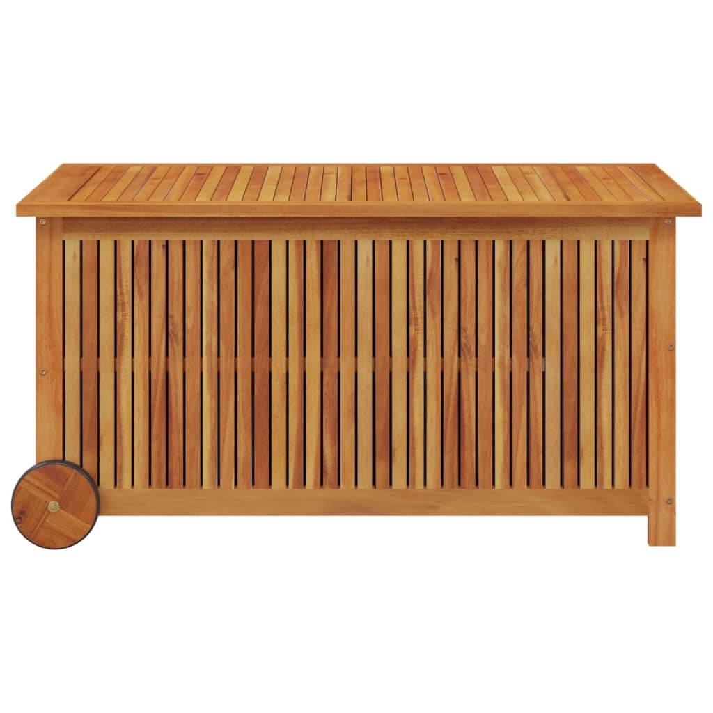 Helloshop26 - Coffre boîte meuble de jardin rangement avec roues 113 x 50 x 58cm bois acacia - Imagen 3