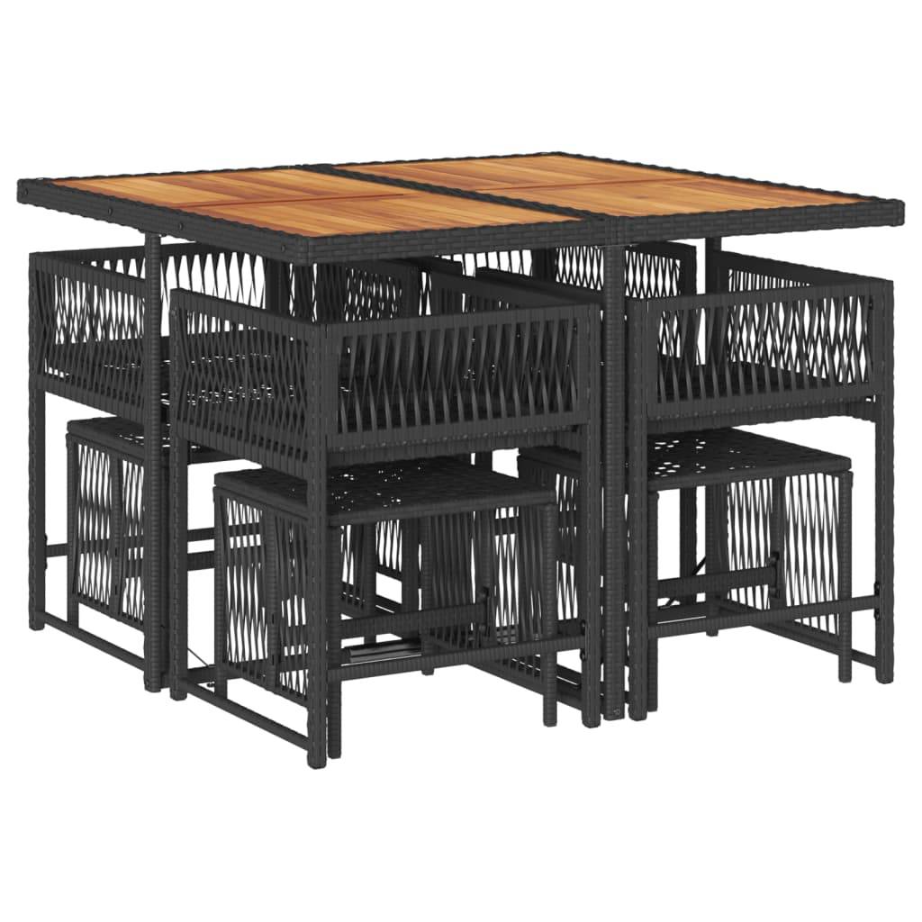 ComfortXL - Salon de Jardin Encastrable 8 Personnes Résine Tressée Noire, Table Bois et Coussins Crème – ComfortXL Outdoor Living - Image 3