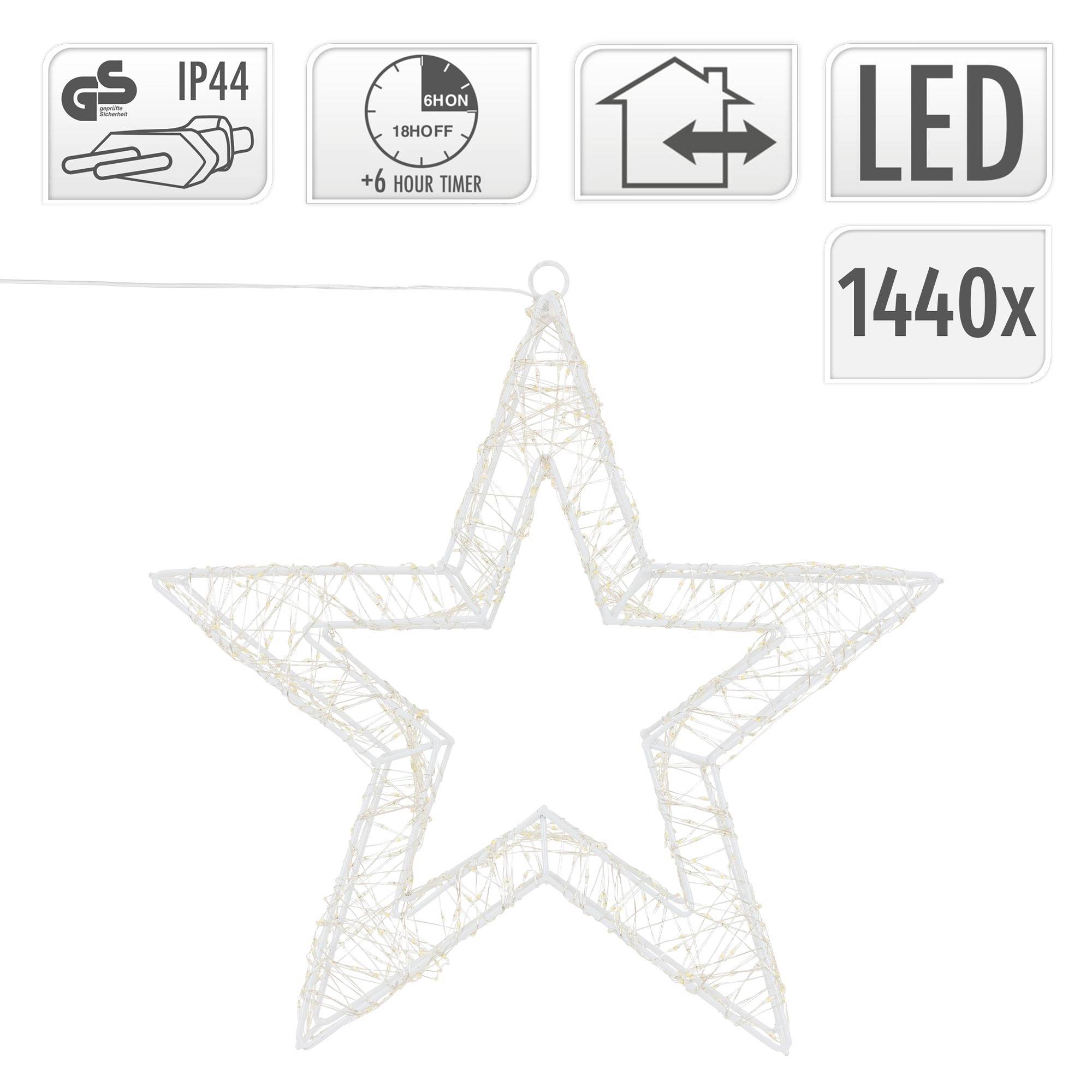 Étoile de Noël LED décoration éclairage lumineuse minuterie  IP44 blanc 50 cm - Imagen 4