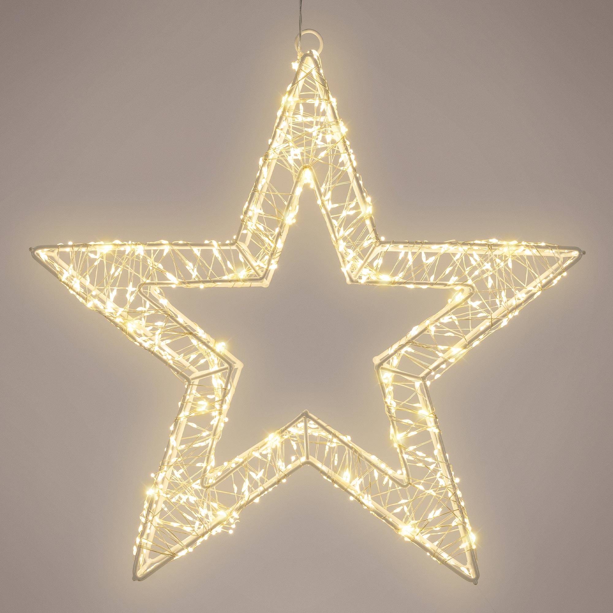 Étoile de Noël LED décoration éclairage lumineuse minuterie  IP44 blanc 50 cm - Imagen 6