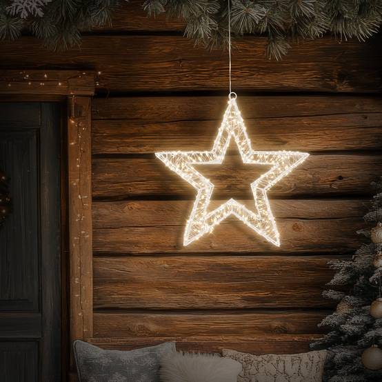 Étoile de Noël LED décoration éclairage lumineuse minuterie IP44 blanc 50 cm - Image 9