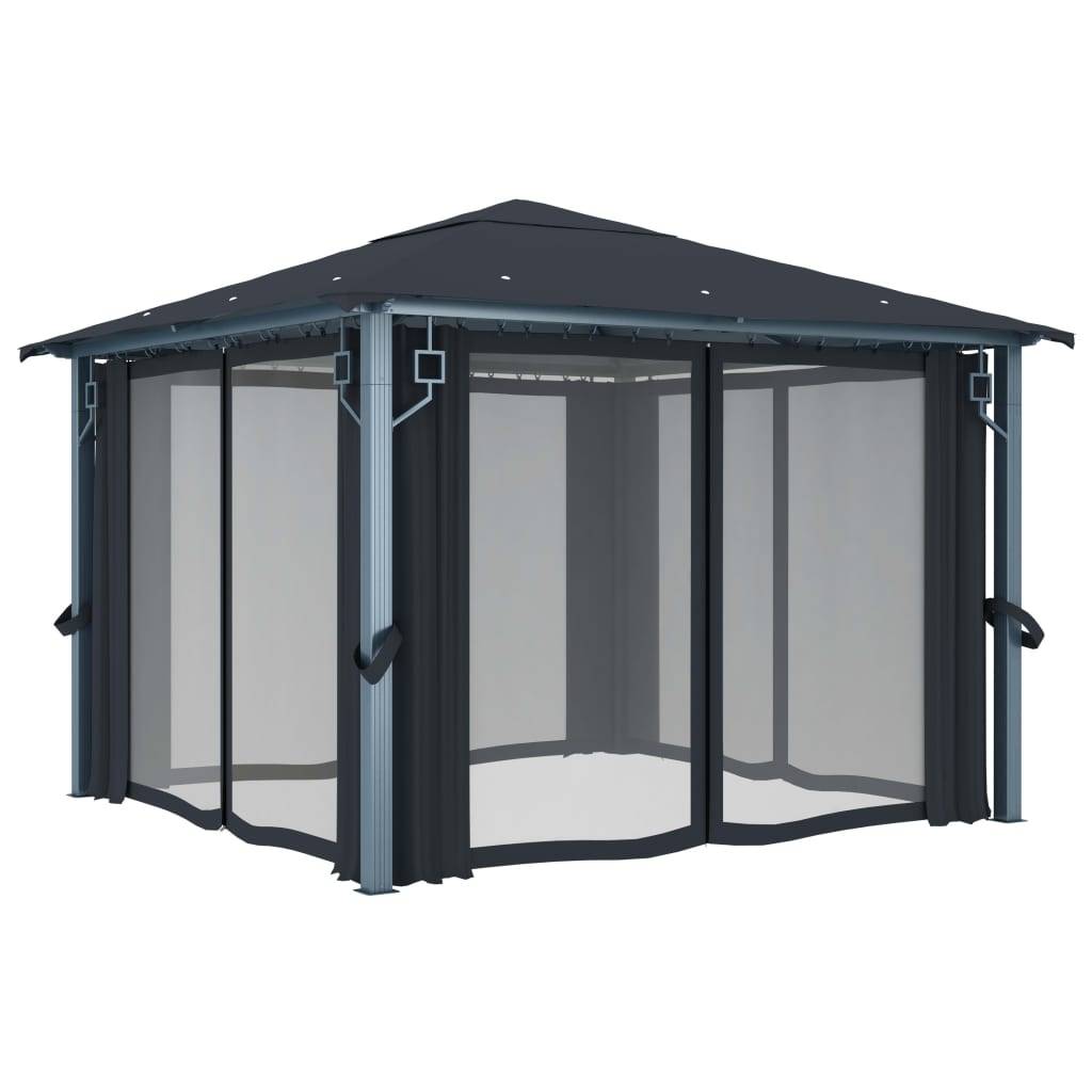 PANGIVO - Tonnelle Aluminium Anthracite avec Rideau et LED 3 x 3 x 2.7 m - PANGIVO - Image 6