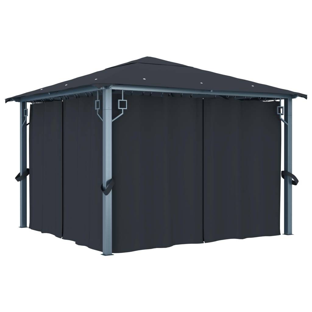 PANGIVO - Tonnelle Aluminium Anthracite avec Rideau et LED 3 x 3 x 2.7 m - PANGIVO - Image 4