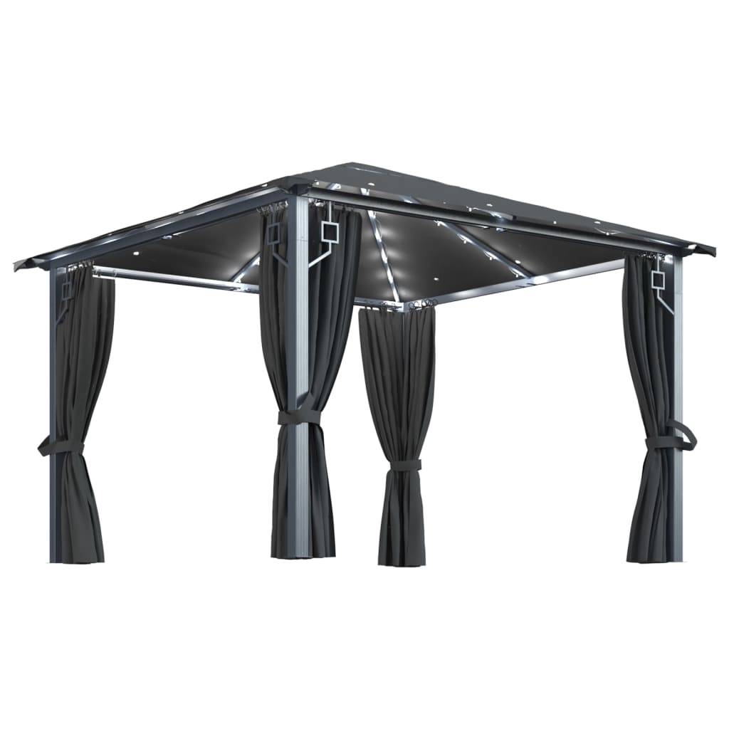 PANGIVO - Tonnelle Aluminium Anthracite avec Rideau et LED 3 x 3 x 2.7 m - PANGIVO - Image 2