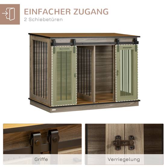 Cage pour chien bois chêne 120.00 x 60.00 x 88.50 cm - PANGIVO - Image 6
