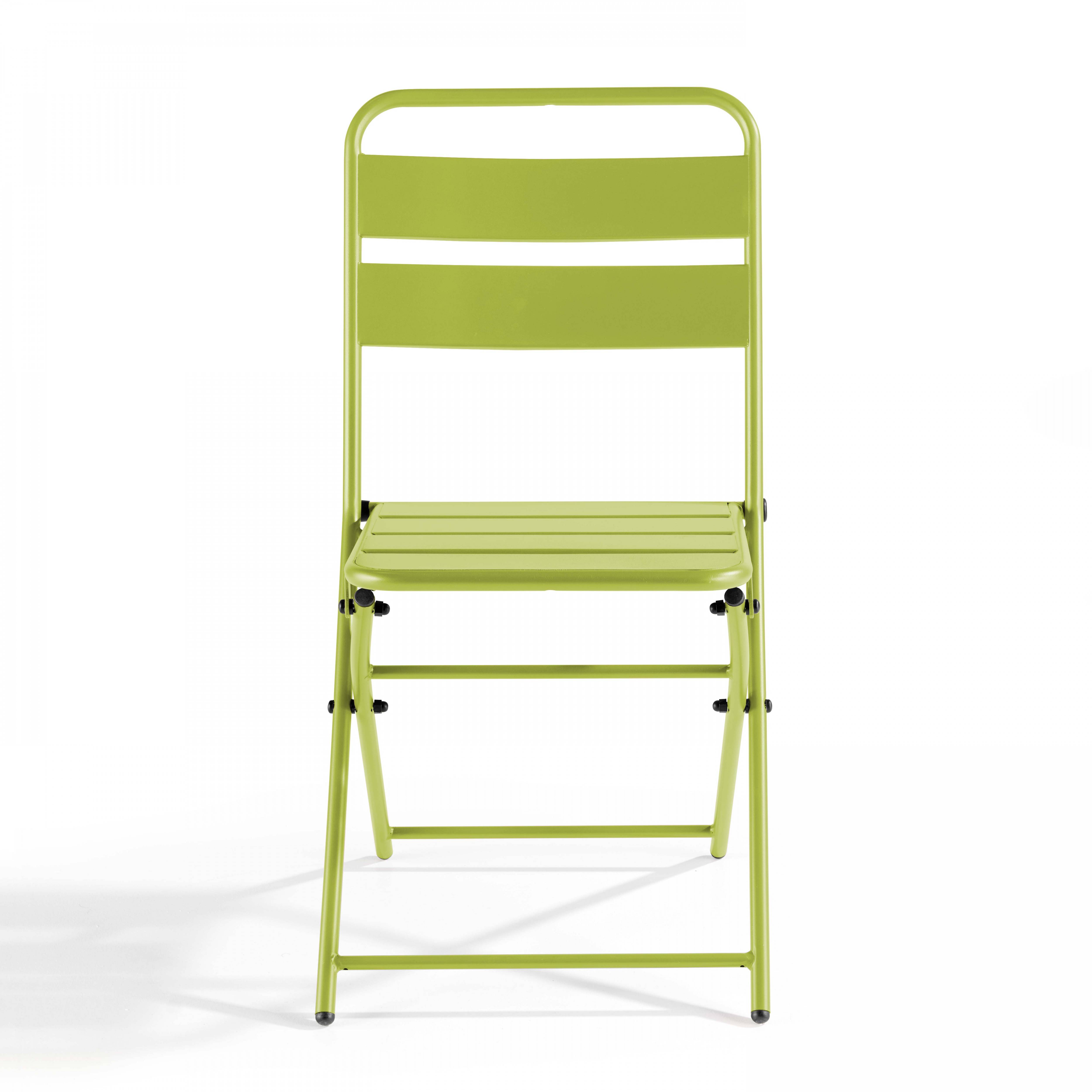 Oviala - Lot de 2 chaises de jardin pliantes en métal vert Palavas - Oviala - Imagen 3
