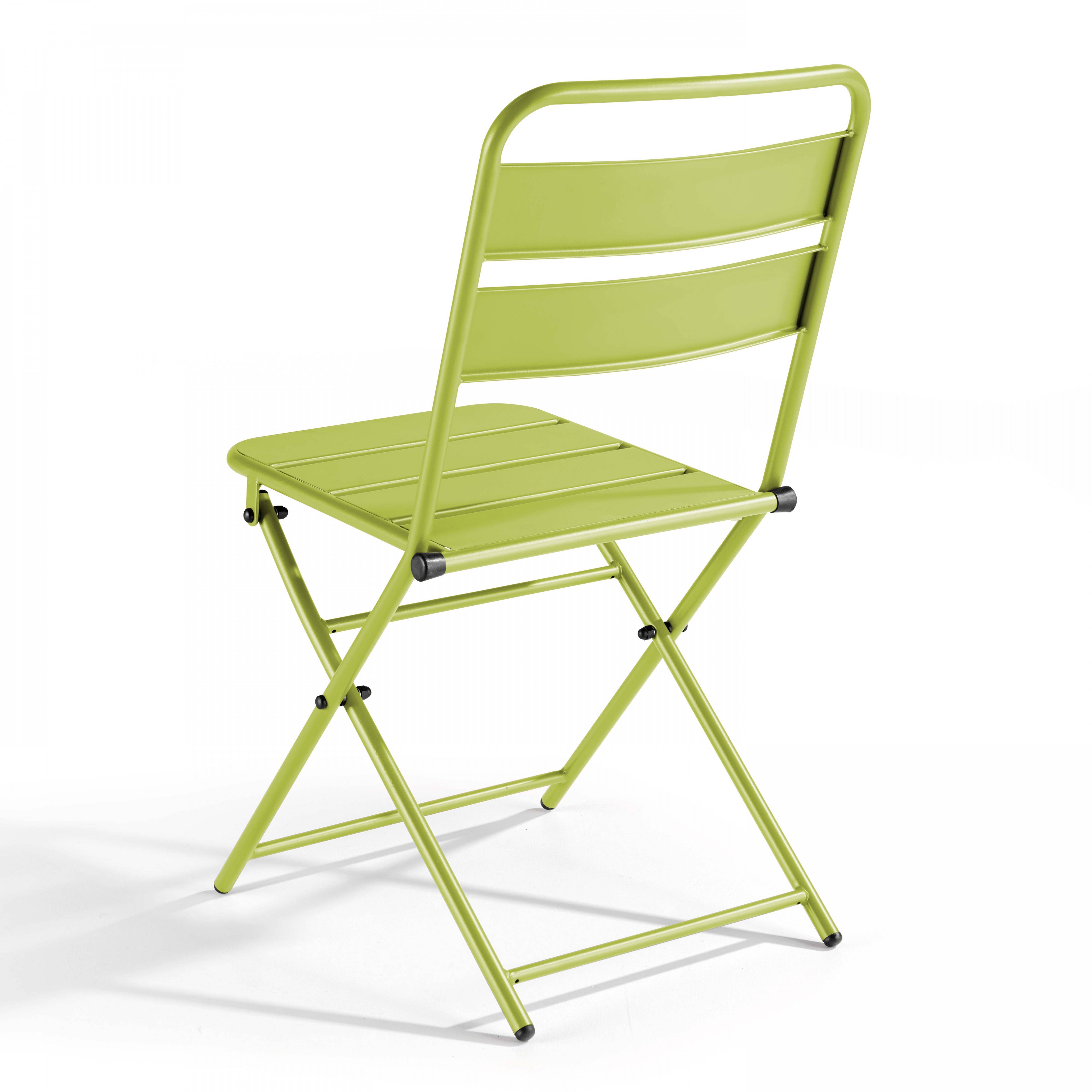 Oviala - Lot de 2 chaises de jardin pliantes en métal vert Palavas - Oviala - Imagen 5