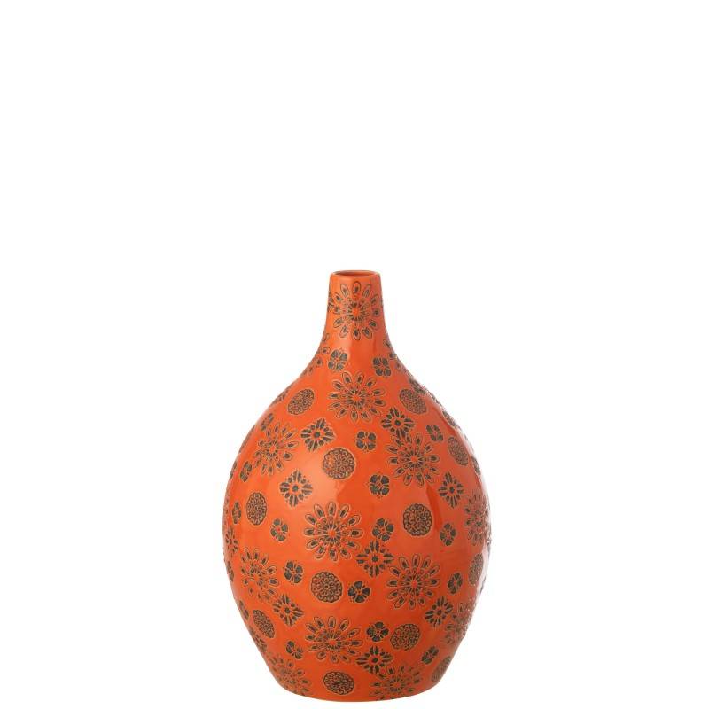 J-Line - Vase en porcelaine orange 23.5x23.5x35 cm - J-Line