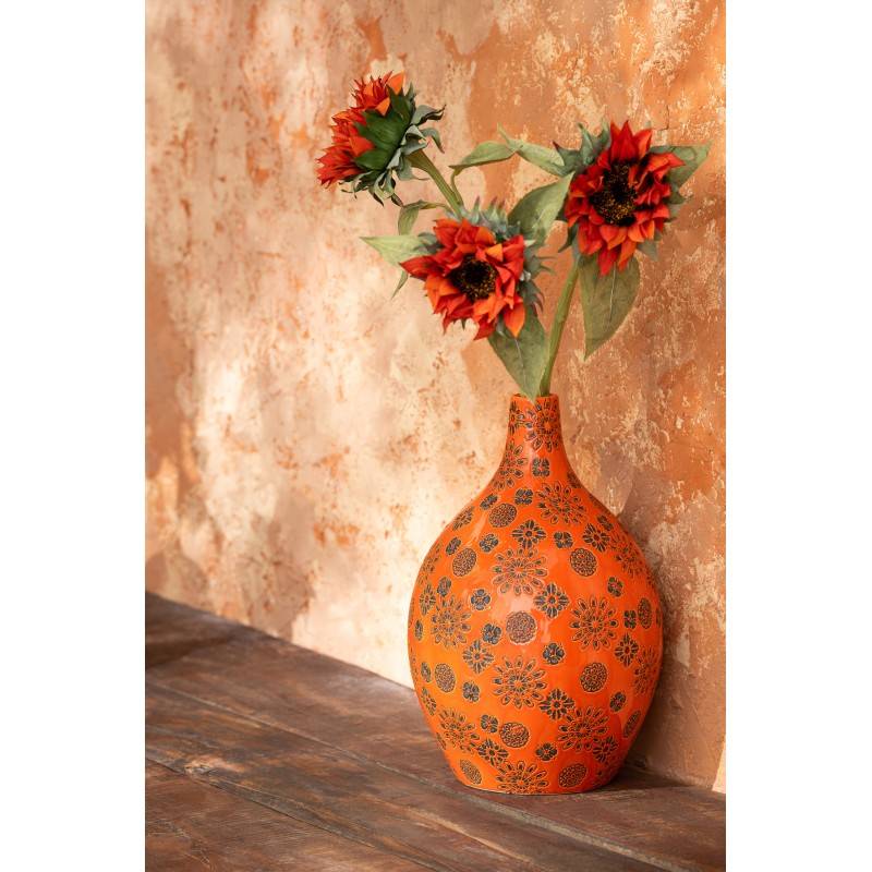 J-Line - Vase en porcelaine orange 23.5x23.5x35 cm - J-Line - Image 2