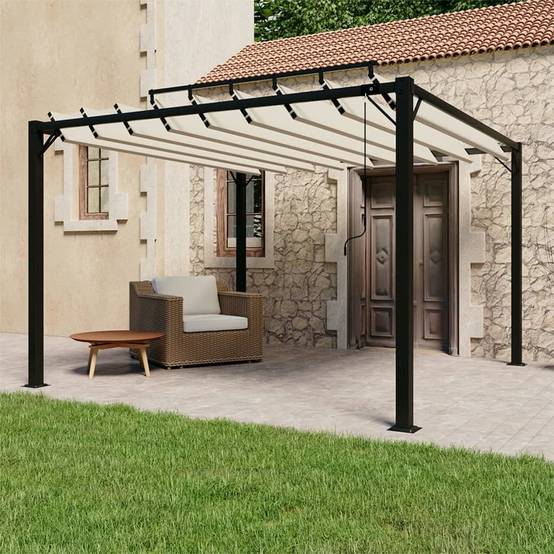 Tonnelle Bioclimatique Aluminium Toit à Lames Orientables pour Jardin Terrasse Crème 3x3 m – ComfortXL Outdoor Living - Image 1