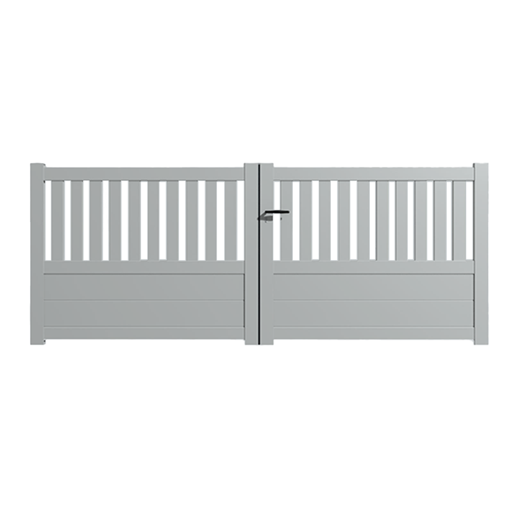 Portail Packit - Portail alu battant semi-ajouré en kit dim. L.3000 (entre piliers) X H.1300 mm  Gris Lumière (RAL 7035)