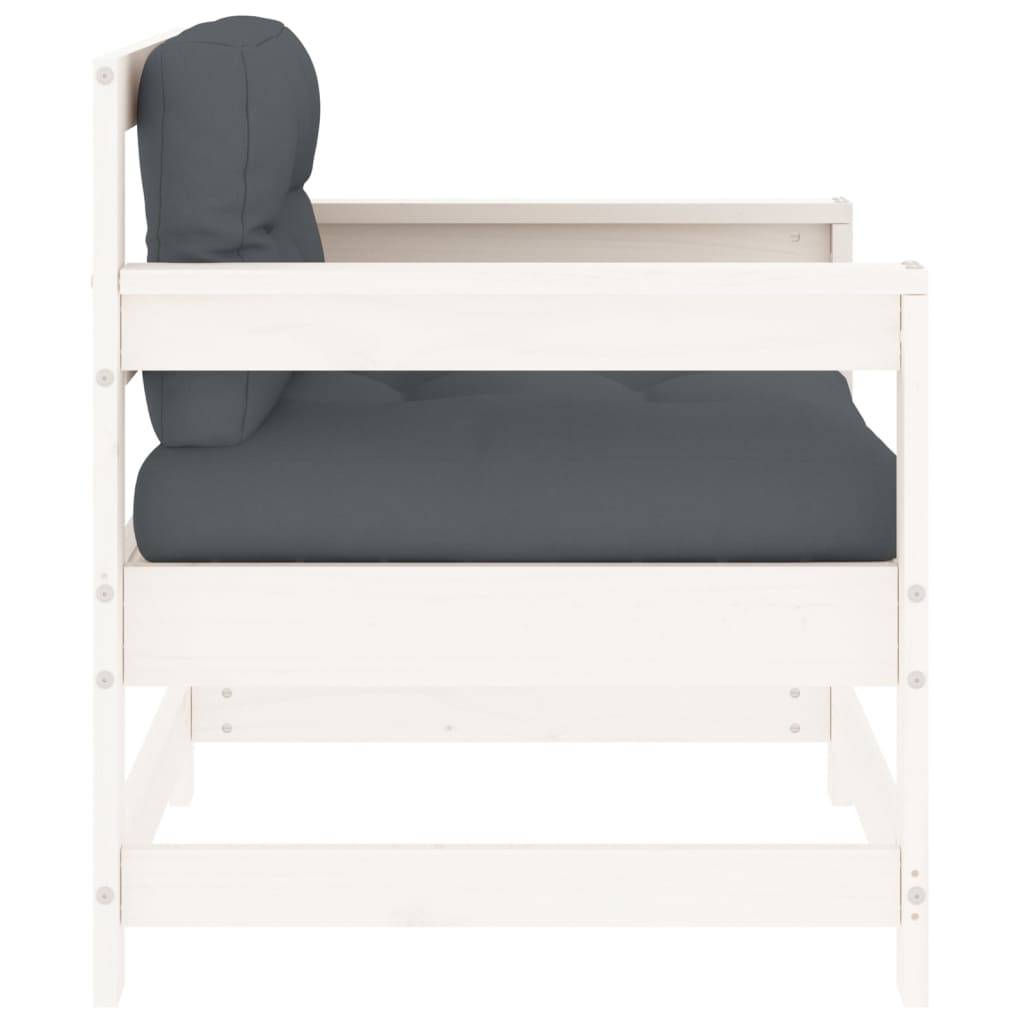 Lot de 2 Chaises de jardin avec coussins - Chaises d'extérieur - Fauteuils de jardin blanc bois de pin massif-JU12679 - Image 5
