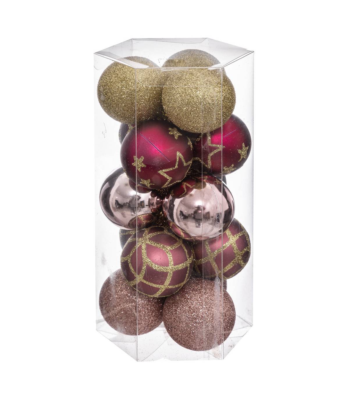 Fééric Lights & Christmas - Déco de sapin Lot de 15 Boules de Noël D 5 cm - Rose et Or