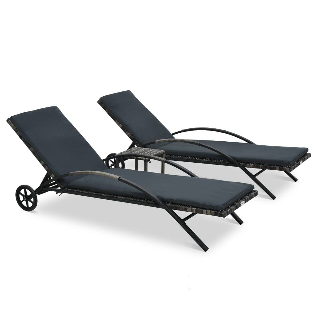 Vidaxl - Chaises longues avec table Résine tressée Anthracite vidaXL 47747 - Imagen 1