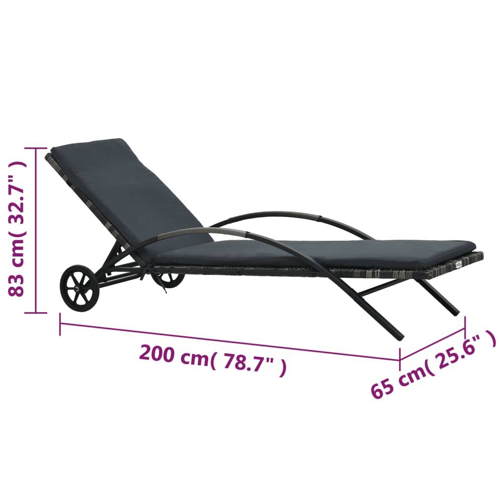 Vidaxl - Chaises longues avec table Résine tressée Anthracite vidaXL 47747 - Imagen 3