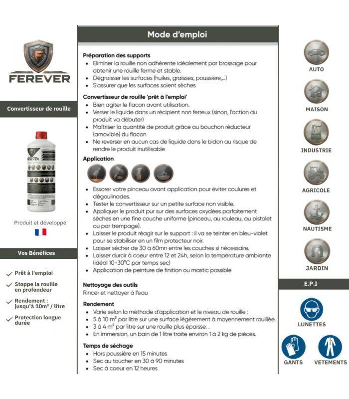 Convertisseur de rouille 0,5L longue durée, séchage rapide - FEREVER CV01 - Image 7
