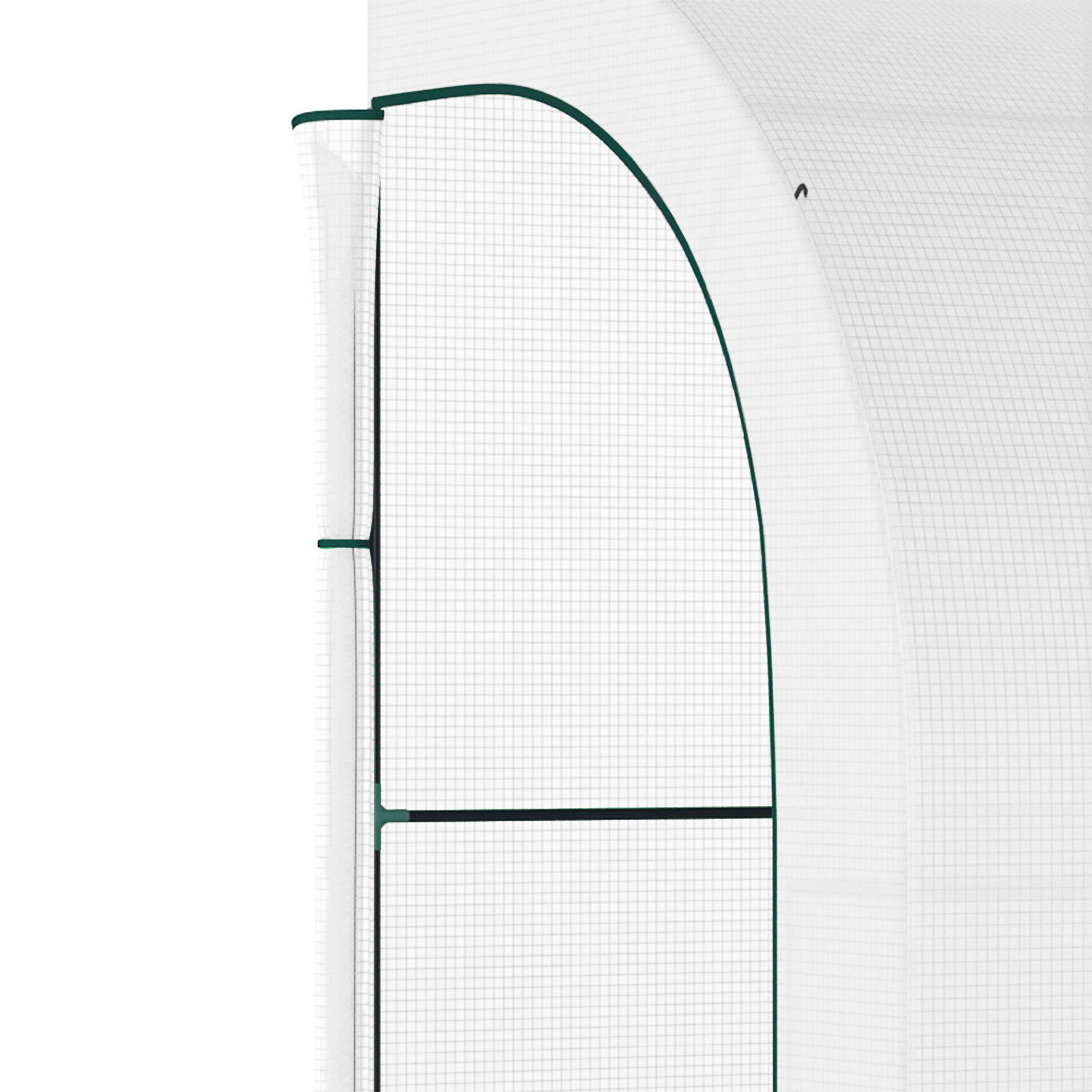 Serre de Jardin adossée avec Étagères 3 Niveaux, Petite Serre de Balcon en Bâche PE 140 g/㎡ 300 x 150 x 213 cm, blanc - Image 10
