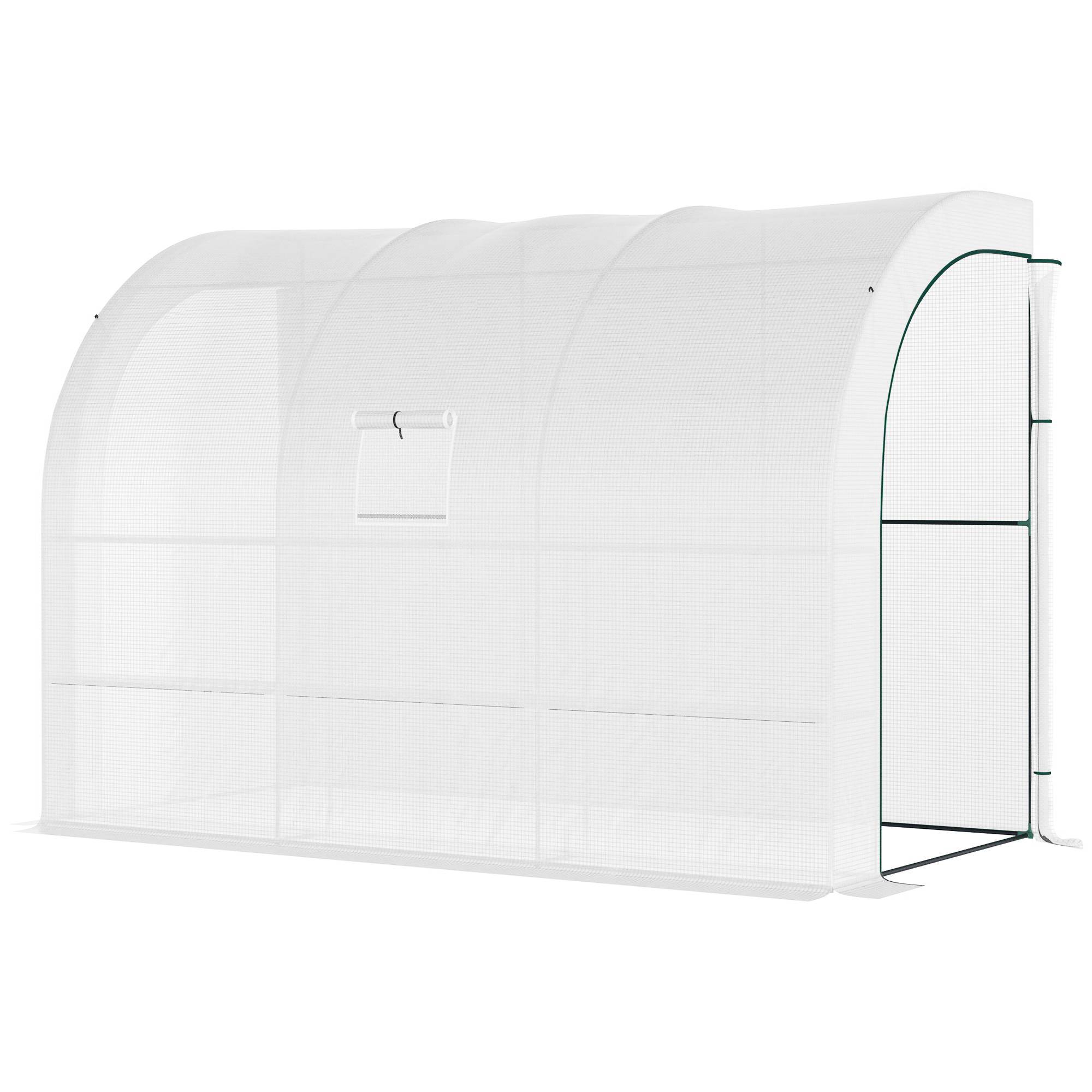 Serre de Jardin adossée avec Étagères 3 Niveaux, Petite Serre de Balcon en Bâche PE 140 g/㎡ 300 x 150 x 213 cm, blanc - Image 2