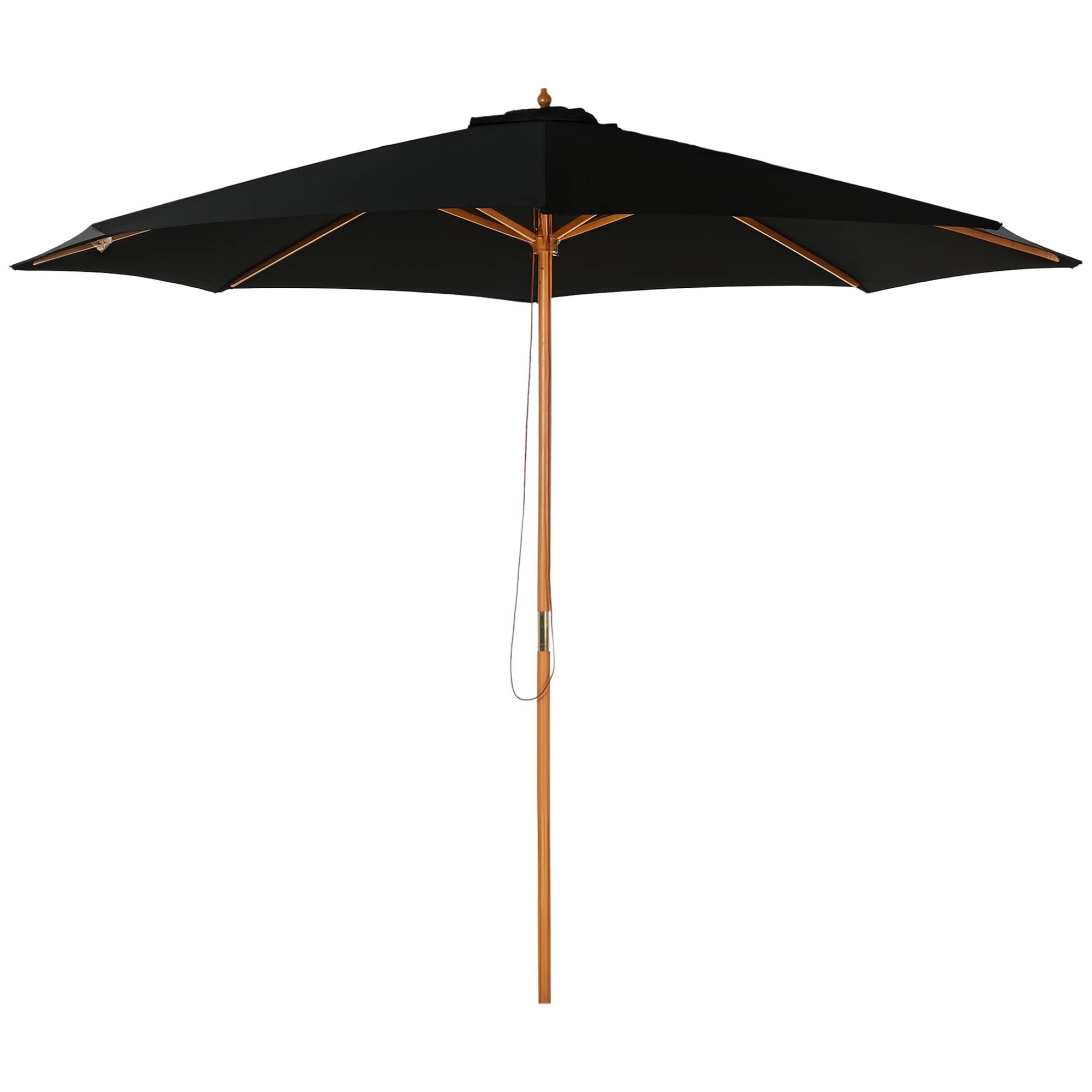 Parasol de terrasse extérieur Ø300 cm avec système de poulie, toit ventilé et mât détachable, noir - Image 1