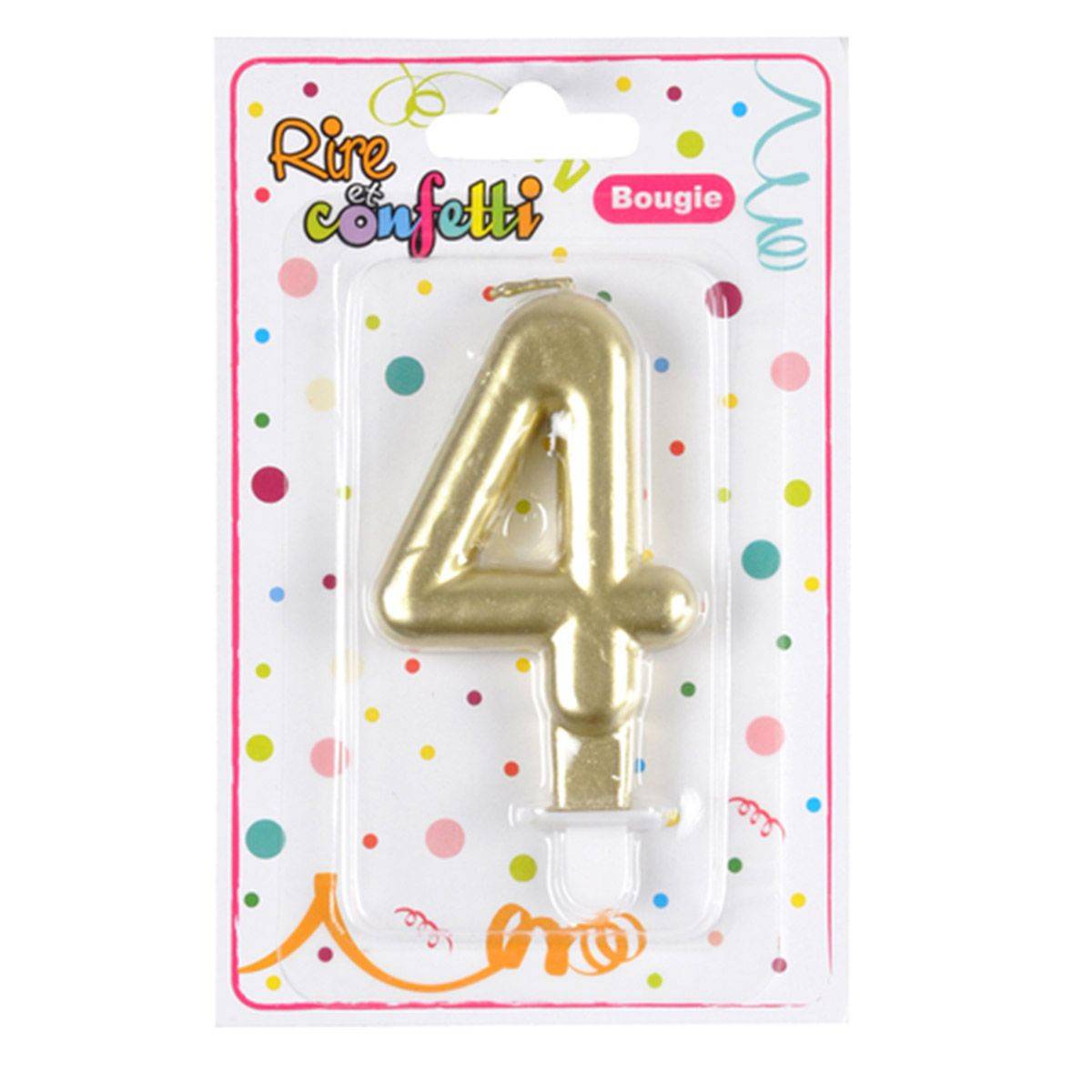 Bougie d'Anniversaire "Chiffre 4" 7cm Or - Image 2