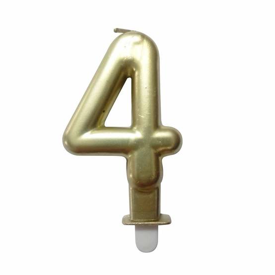 Bougie d'Anniversaire "Chiffre 4" 7cm Or - Image 1