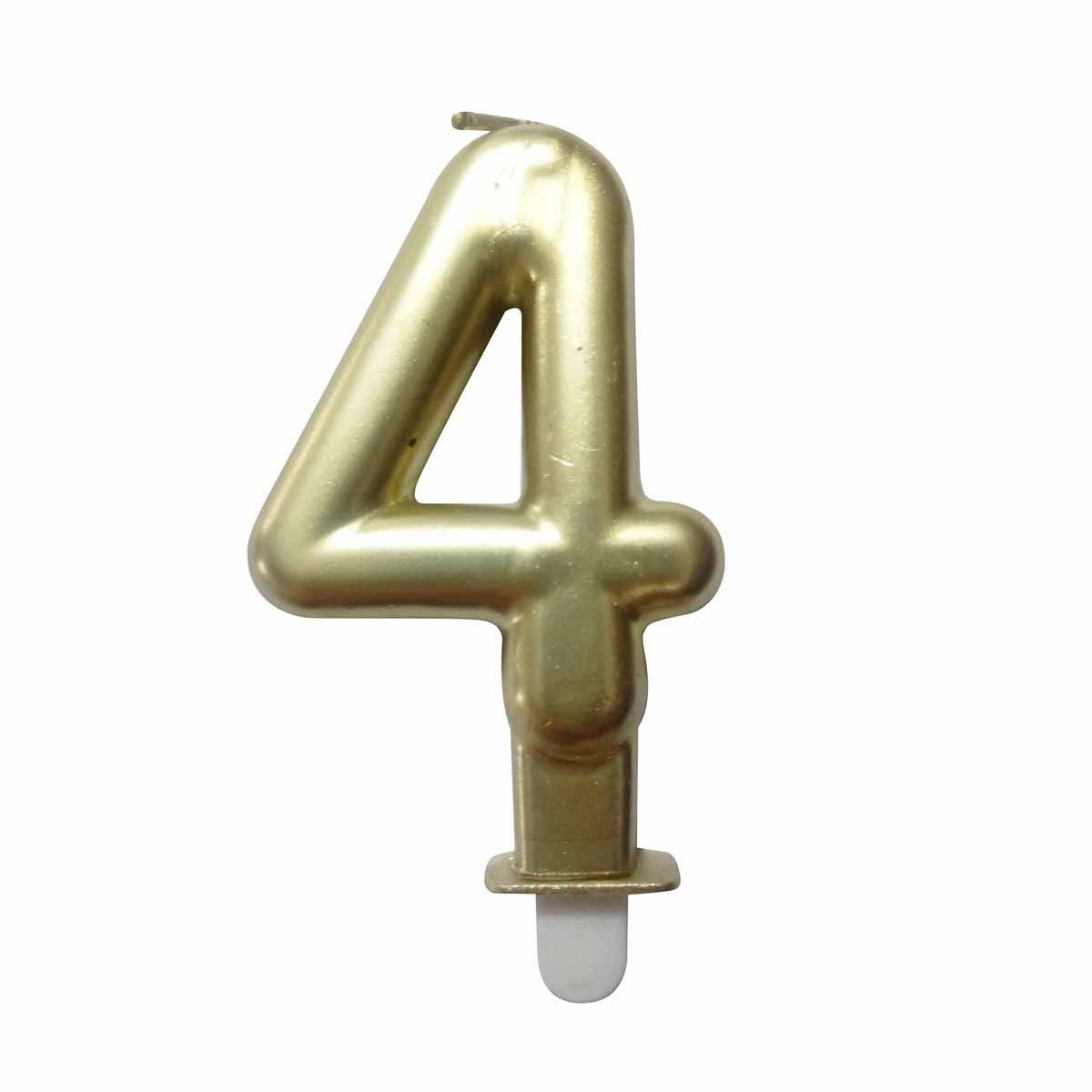Bougie d'Anniversaire "Chiffre 4" 7cm Or - Image 1