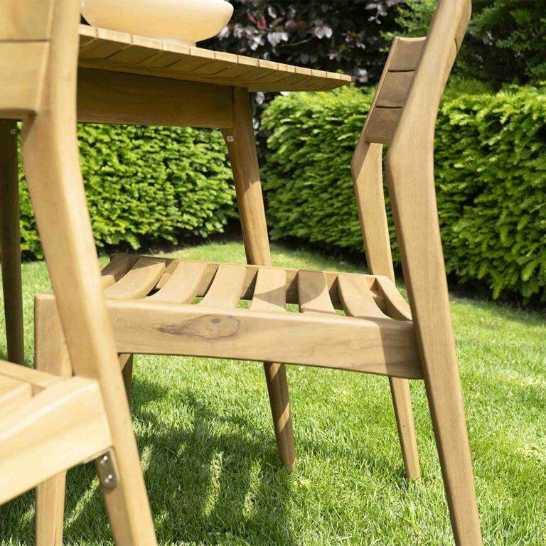 Wilsa Garden - Salon de jardin bois teck 4/6 places avec 4 chaises NAPLES - Imagen 5