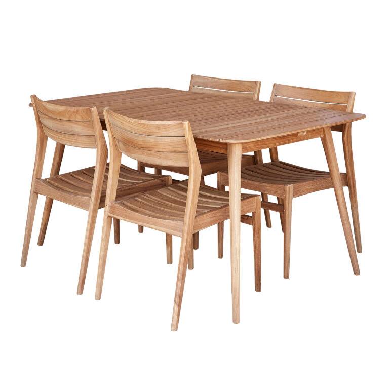 Wilsa Garden - Salon de jardin bois teck 4/6 places avec 4 chaises NAPLES - Imagen 2