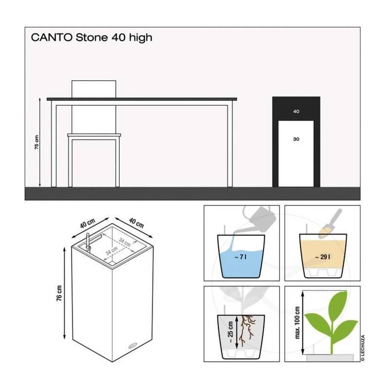 Lechuza - Pot De Fleur Lechuza Canto Stone Colonne 40 - Kit Complet, Beige Sable - Imagen 3