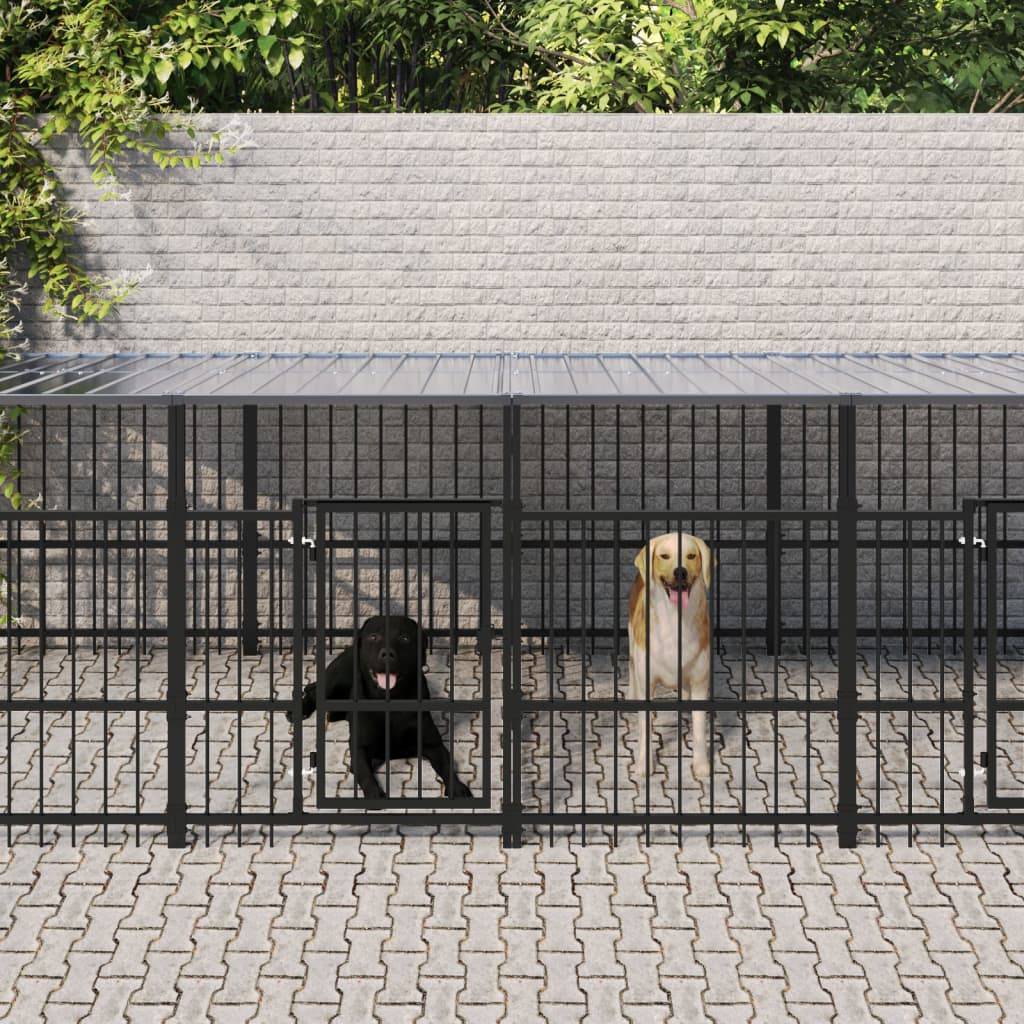 Vidaxl - Chenil d'extérieur avec toit pour chiens Acier 11,26 m² vidaXL 3124669 - Imagen 1