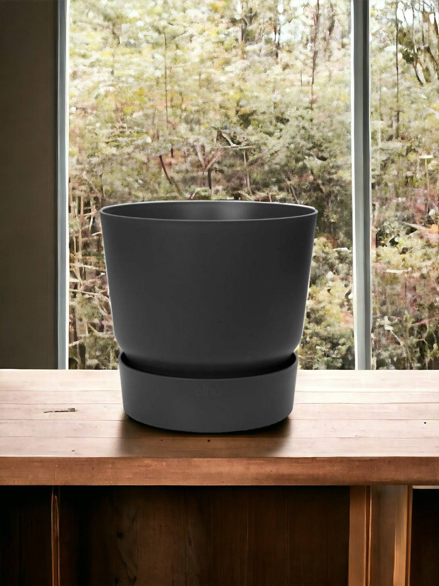 Cache-Pot Elho Greenville Noir - D30 x H28- La Green Touch - Image 1