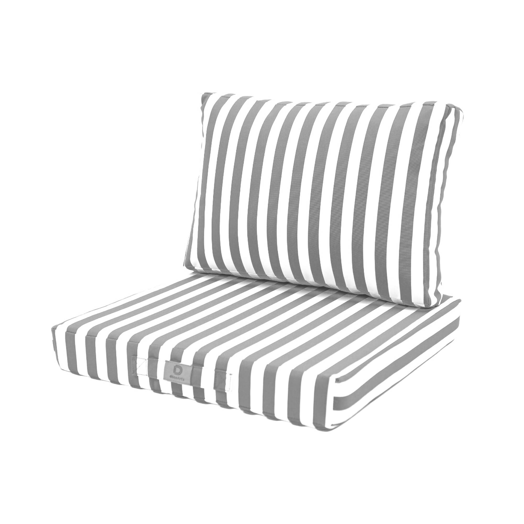 Coussins pour salon de jardin déhoussable 50x50cm Rayure gris clair - Déco arts - Image 1