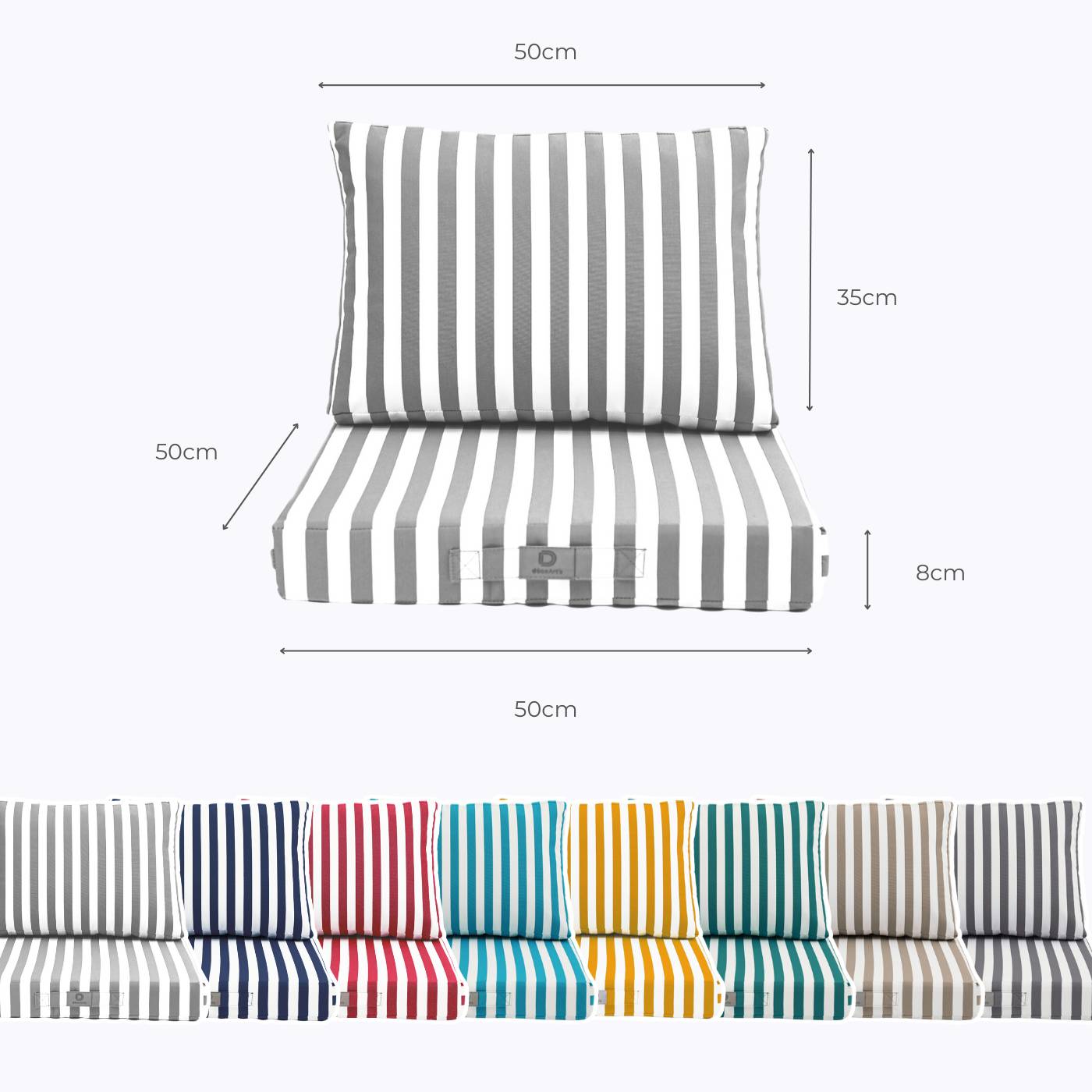 Coussins pour salon de jardin déhoussable 50x50cm Rayure gris clair - Déco arts - Image 5