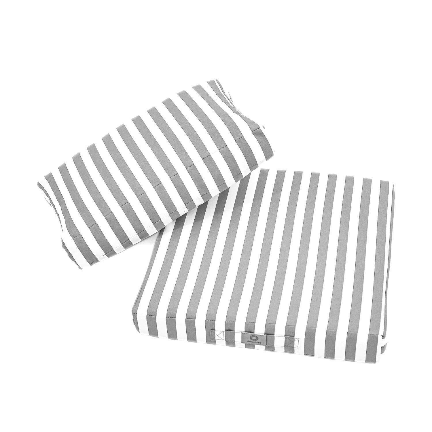 Coussins pour salon de jardin déhoussable 50x50cm Rayure gris clair - Déco arts - Image 4