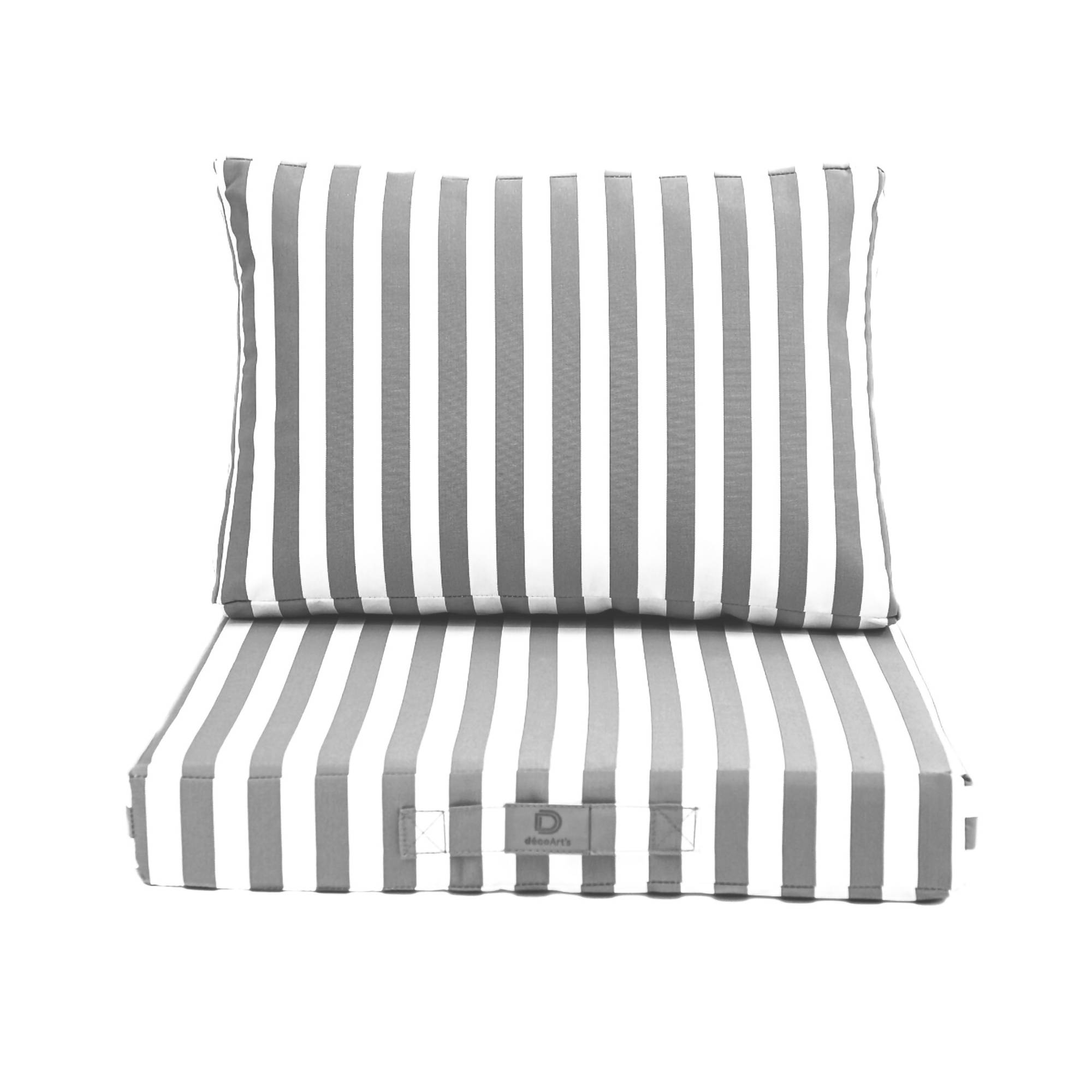 Coussins pour salon de jardin déhoussable 50x50cm Rayure gris clair - Déco arts - Image 3