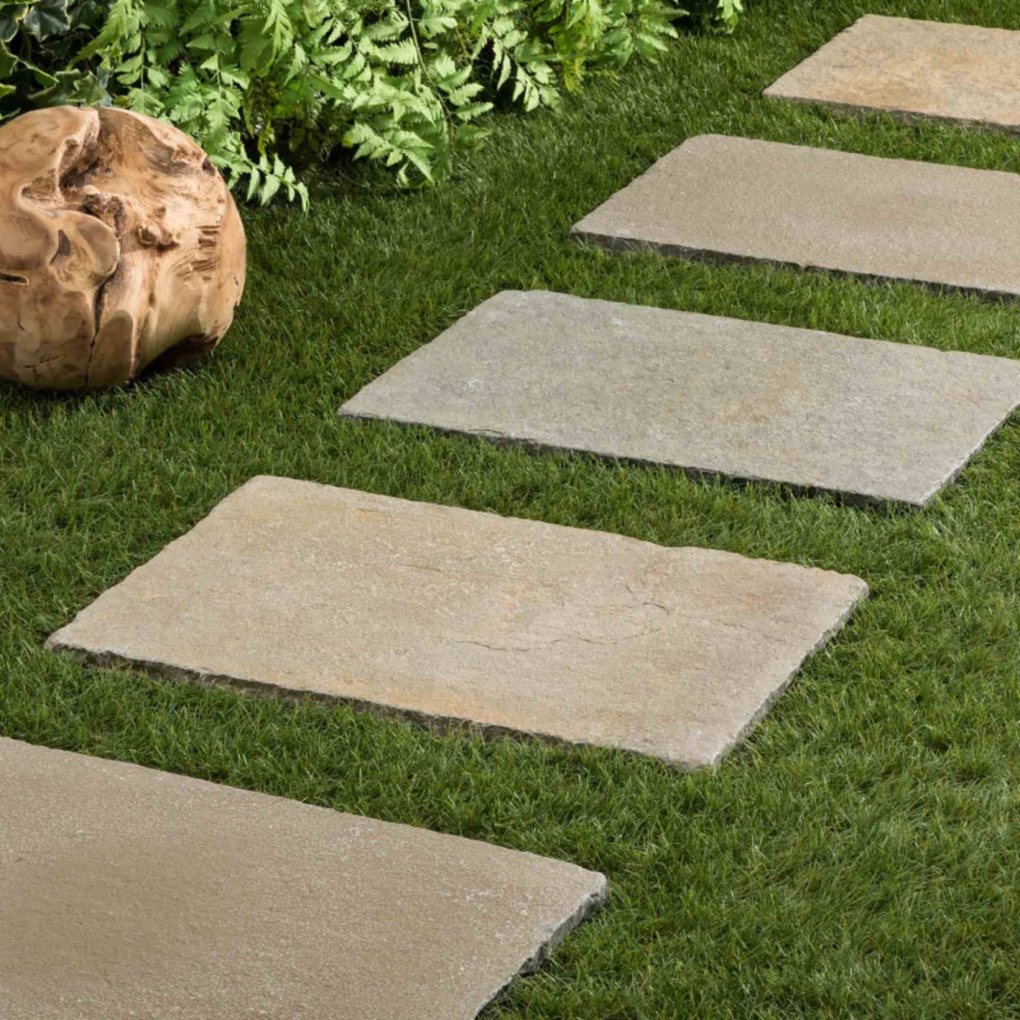 RO'MA Nature - Pas japonais Rectangle Pierre de Tandur Beige 60x40x2 cm (à l'unité) - RO'MA NATURE