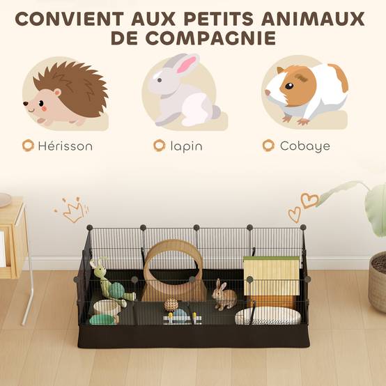 Enclos modulable petits animaux acier intérieur extérieur tapis étanche 120x60x40cm noir - ComfortXL Outdoor Living - Image 8