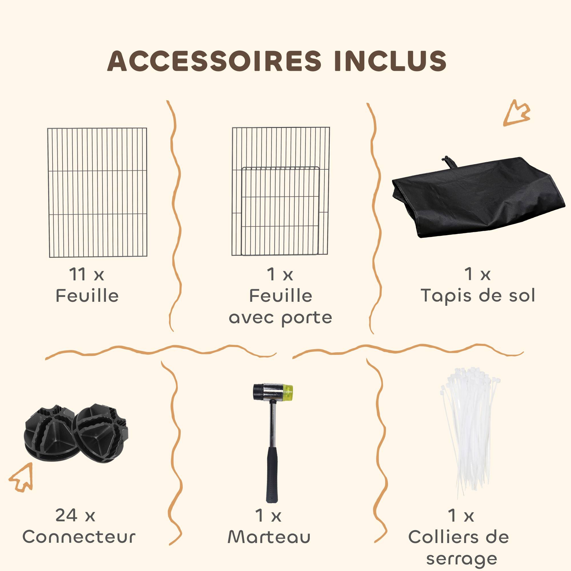 Enclos modulable petits animaux acier intérieur extérieur tapis étanche 120x60x40cm noir - ComfortXL Outdoor Living - Image 9