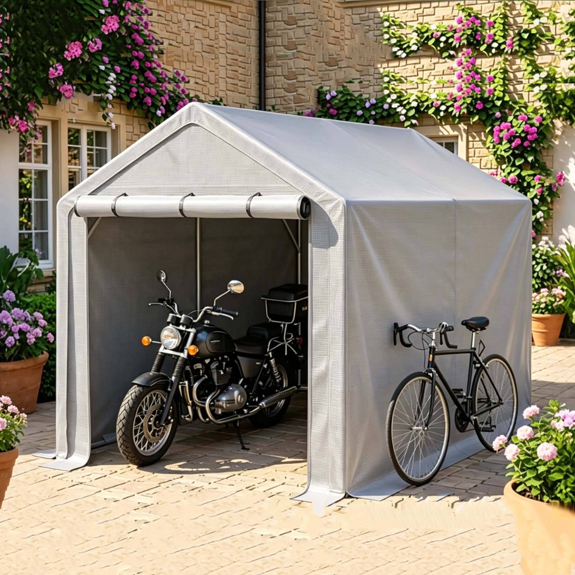Carport abri multifonction 296×190×200 cm, acier galvanisé, bâche imperméable anti-UV gris